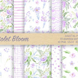 Watercolor Violet Floral Clipart, Purple Floral seamless backgrounds, Lilac Digital Paper, Violet Floral Sublimation, Purple Spring Flowers