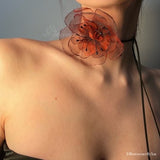 Handmade Corsage Phantom Red Hibiscus Neck Flower by Efflorescence