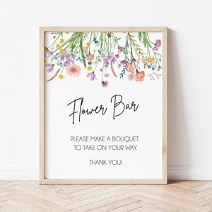Framed flower bar sign with floral border and text: Flower Bar, thank you