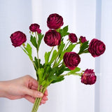 Small Ranunculus Stem | High Quality Artificial Flower | DIY | Floral | Wedding/Home Decoration | Gifts - Wine Red