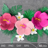 Tropical Flowers and Leaves SVG bundle 3 | Flower and Leaves SVG Templates | Paper Flower Cut Files for Cricut and Silhouette