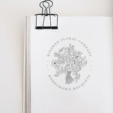 FLORA | Floral Bouquet Stamp, Oval with Flowers, Cut Flowers Stamp, Wildflower Bouquet, Florist, Floral Bouquet Branding, Hand Drawn Bouquet