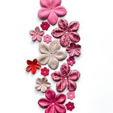 pink leather flower set of 15 pcs