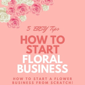 Floral business eBook cover with roses and title text on a pink background