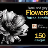 Black and grey flowers tattoo bundle | Realism tattoo | Procreate peony | Tattoo flash | Procreate realism | Tattoo design | Photoshop