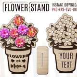 Mothers Day Gift SVG Laser, Flower Holder SVG File, Wooden Flower Bouquet, Flower Holder with Stand SVG Glowforge Laser Cut File