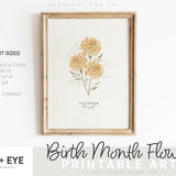 October Birth Month Flower Printable, Watercolor Marigold, Digital Greeting Card, Printable Wall Art, Mother's Day Gift, INSTANT DOWNLOAD
