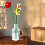 Set of 2/3/4 Handblown Lampwork Glass Flower Bouquet, Colorful Stained Glass Flower, Long Stem Murano Glass Flower, Art Glass Flower Bouquet