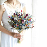 Jewel Boho Bouquet l Purple, Pink & Blue Dried Flowers Bridal Bouquet l Wedding Bouquet