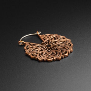 Tribal Flower Copper & Silver Plug Hoops | Plug Hoops For Stretched and Pierced Ears | Ear Gauge Hoops | FREE Delivery Available!