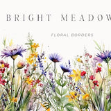 Watercolor Floral Clipart - Wildflowers floral clipart - Floral border set - Meadow Flowers png spring summer flowers - Digital clipart PNG