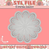 DIGITAL STL FILE - 11 Petal Daisy Cookie Cutter and Fondant Stamp