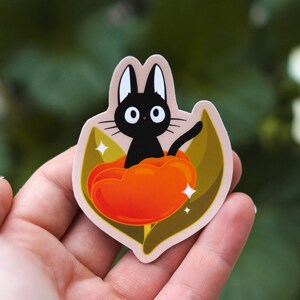 Jiji Sticker | INSPIRED BY Kiki's Delivery Service | Studio Ghibli Inspired Sticker | Cute Flower Sticker | Matte Waterproof Vinyl Sticker