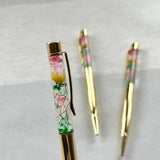 Gold Flower Pens, Dried flowers, Stationery, Office Supplies, Gold pen, Notebooks, Flower Pen, Pretty Pens, Personalised gifts, Stylish Pen