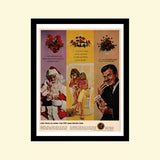 Vintage 1960s FTD Florist ad framed, retro flower bouquet delivery Christmas holiday advertisement 1964 60s