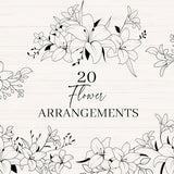 Floral arrangement svg, png, jpg | Flower svg bundle | Floral border svg | Flower bouquet svg | Floral bundle clipart | Commercial use
