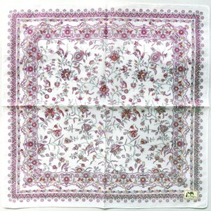 Japanese Vintage Handkerchief Motif Traditional Flowers 20 x 19.5 I Free Delivery on order 35 USD Just buys multiple items together in order