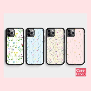 Spring wildflower vine phone case set with four floral designs in light tones