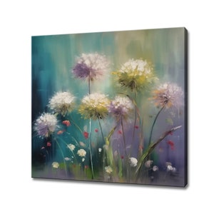 Colorful watercolor flowers canvas art print on hanging wall frame