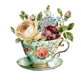 10 Floral Vintage Tea Cup Clipart png, watercolor png, floral clipart, watercolor flowers, digital download, commercial use, sublimation png