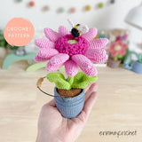 Crochet Flower Pattern, Amigurumi Flower Pattern, Bumble Blossom Gerber Daisy Amigurumi Crochet Pattern by erinmaycrochet - PDF, pot, bee