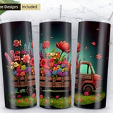 flower delivery truck 20 oz Skinny Tumbler Sublimation Design, Instant Digital Download PNG, Straight & Tapered Tumbler Wrap PNG