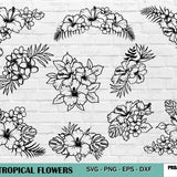 Tropical Flowers svg,Tropical Bundle SVG Cut File,Hibiscus svg,Tropical Leaves,summer flowers,floral arrangement svg,hawaiian flowers,Summer