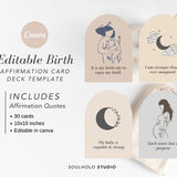 30 Editable Birth Affirmation Cards, Positive Affirmations for Labor and Delivery, Baby Shower Gift, Customizable Pregnancy Affirmations