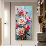 Original Flower Oil Painting On Canvas,Large Wall Art, Abstract Pink Floral Landscape Painting,Custom Painting, Modern Living Room Decor