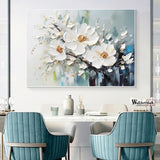 Original Flower Texture Wall Art 3D Textured Flower Abstract Painting Pastel Colors Textured Floral Wall Art Modern White Texture Painting