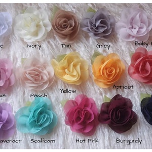 Assorted chiffon rose flowers for headbands, multiple colors with layered petals