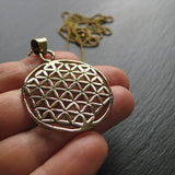 Flower of Life Necklace . Solid Brass . Sacred Geometry Pendant . Mandala Spiritual Jewelry . Unisex Jewellery . FREE SHIPPING Canada