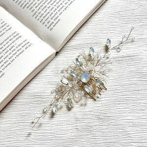 Gold Opal Rhinestone Hair Comb | Elegant Crystal Wedding Hair Pin | Bridal Hair Decor | Party Prom Races Hair Accessories