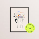 Kitchen Coffee flower floral print wildflower wall art printable Coffee Wall Art downloadable coffee bar decor trendy kitchen coffee print