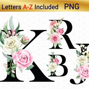 Floral alphabet PNG letter X with pink and white roses and green leaves