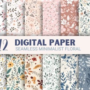 Seamless floral digital paper set with mixed pastel pattern swatches, commercial-ready pack