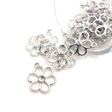4, 20 or 50 BULK Simple Silver Flower Charms with rhinestone, Antique Silver Flower, Floral, 16x22mm | Ships Immediately from USA | AS962
