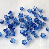 20 PCS Bell Flower Beads. indigo blue with gold glitter lily of the valley flower bead. trumpet flower beads. earrings jewelry making supply