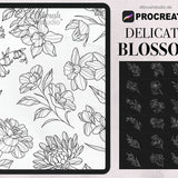 Procreate - Delicate Blossom, Filigree Flowers Tattoo Fineline Stamps -  Commercial Use, Procreate Brushes