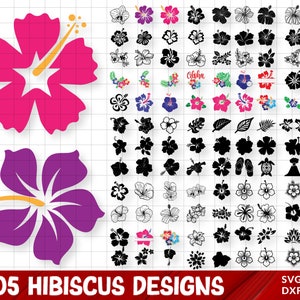 Hibiscus and tropical flower SVG cut file bundle with multiple flower icons