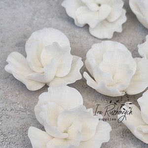 5 pcs. 6 petal two layers flower  blossom, polymer clay flower bead
