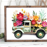 3D Paper Art - Old Green Floral Truck 3D - White Glow  - Design Elements - Printable/Sublimation File | Instant Download | PNG