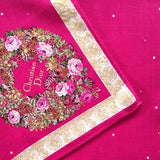 Christian Dior Vintage Handkerchief Flower Wreath Pink 19 x 18.5