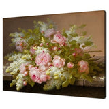 Pink White Floral Still Life, Vintage Victorian Oil Painting Print, Bouquet Of Peony White Lilac Flowers Fine Art Print, Botanical Wall Art