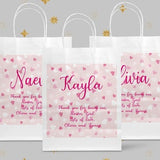 Personalised Flower Girl Gift Bag, Wedding Thank you Gift Bag, Luxury White Gift bag, Pink hearts Gift Bag for Flowergirl, Gift bag for Her