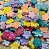 24 Iridescent Ceramic Flower Tiles