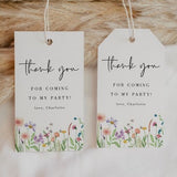 Editable Wildflower Birthday Party Favor Tag, Floral Thank You Tag, Modern Flower Gift Tag, Garden Party Wildflower Gift Tag 1021