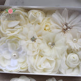 10 Assorted Ivory Chiffon Fabric Satin Flowers, Cream Satin Flower, Mixed / Assorted Style and Size, Accessories Supplies, Wedding Flowers