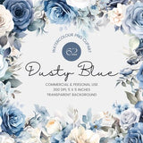62 Dusty Blue Neutral Flowers PNG, Watercolor Floral Clipart Bouquets, Elements, Premade Clipart, Commercial Use, Digital Clipart PNG