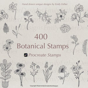 400 Procreate Botanical Stamps | Botanical Stamps | Floral Procreate Stamps | Procreate Flower Stamps |Procreate Leaves | Procreate brushes